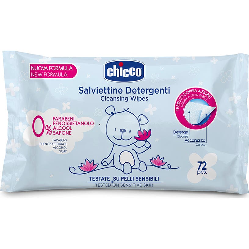 Chicco Lingettes Lingettes pour le corps Lingettes pour le visage Mains 72U Bleu