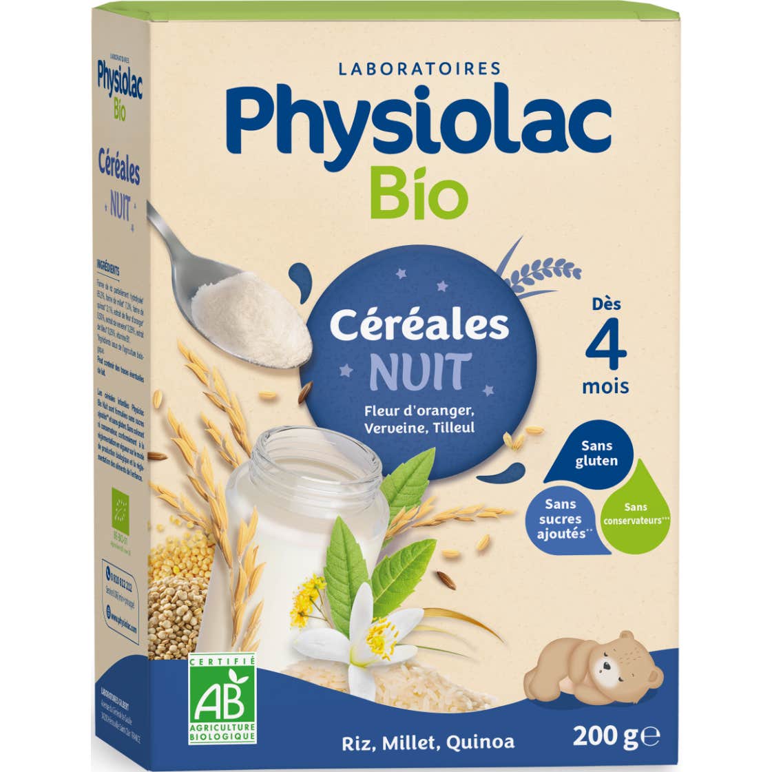 Physiolac Céréales Nuit Bébé Dès 4M Bio 200g
