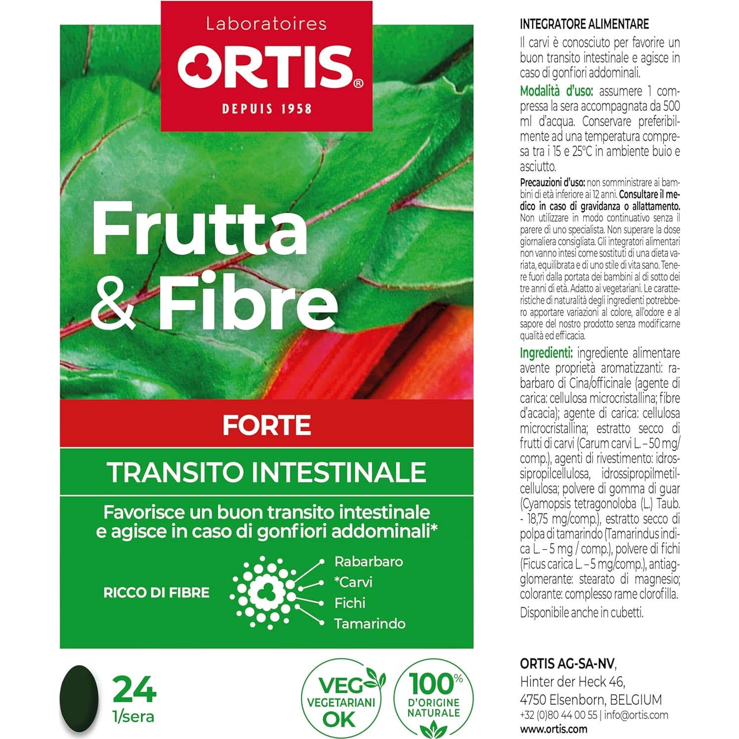 Ortis Fruits & Fibres Forte Transit Intestinal 24 Comprimés