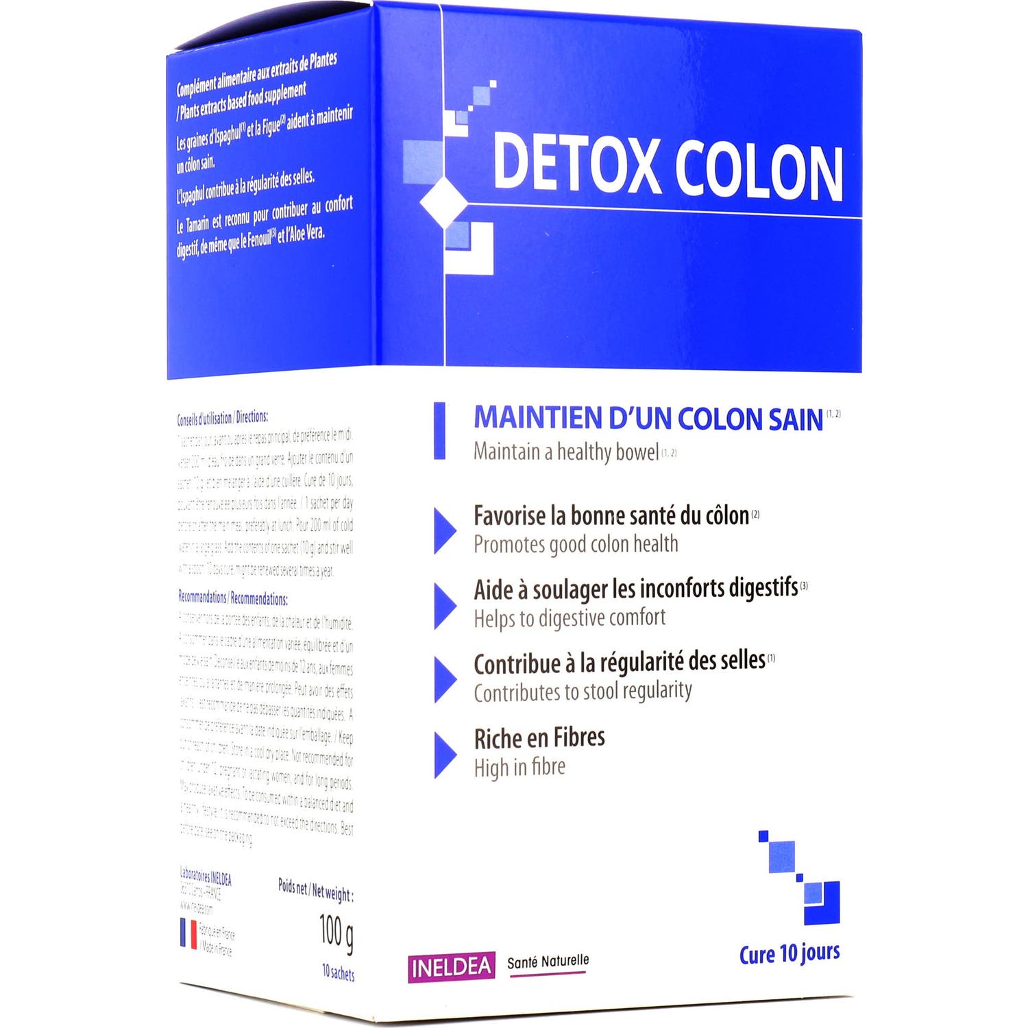 ISN - Detox Colon - Détoxifie naturellement & Purifie le Côlon - Soulage les Inconforts Intestinaux - Riche en Fibres et Plates - Sans Gluten - 10 sachets-image