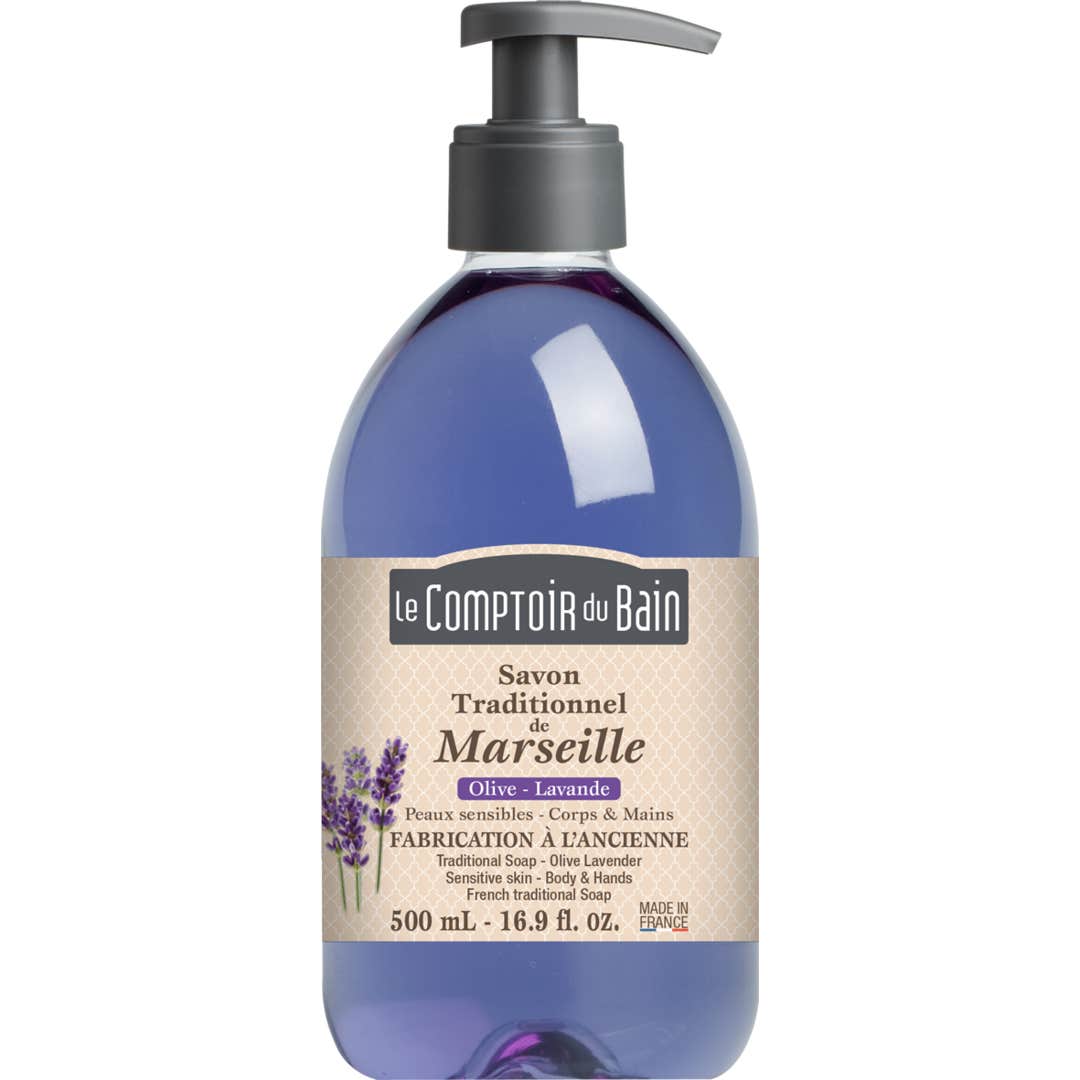 Le Comptoir Du Bain Savon Traditionnel De Marseille OliveLavande 500ml