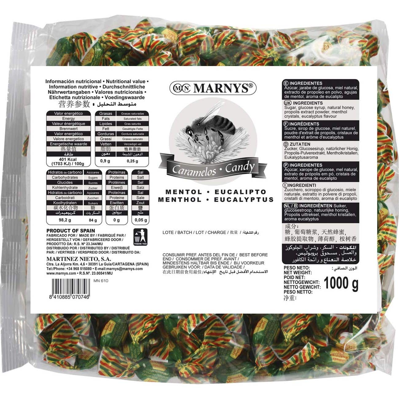 Marnys Caramelo Propleo Miel Menta Eucalipto 1000G