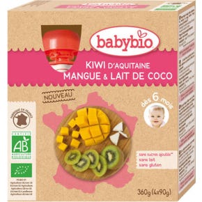 Babybio Kiwi D'Aquitaine Mangue & Lait de Coco 4x90g