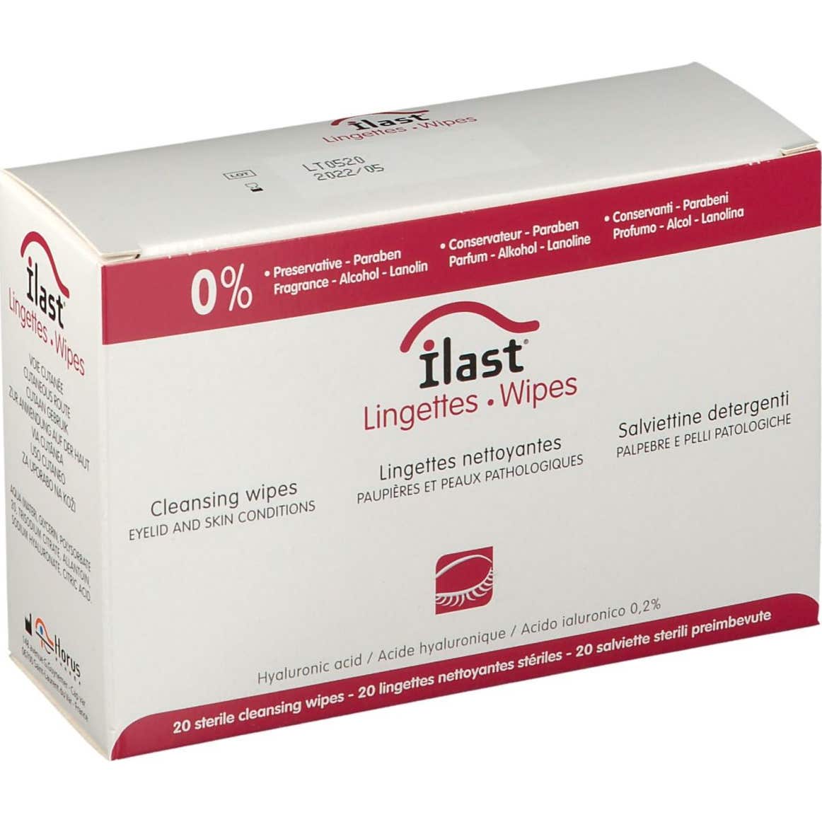 Ilast Lingettes Nettoyantes Paupières Et Peaux Pathologiques 20 Unités