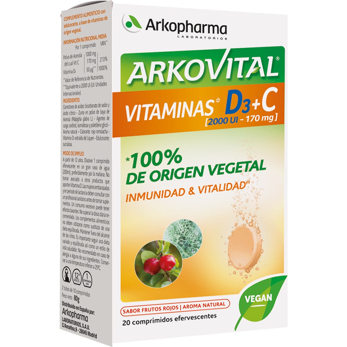 Arkovital Vitamine D3 + C Effervescente 20comp