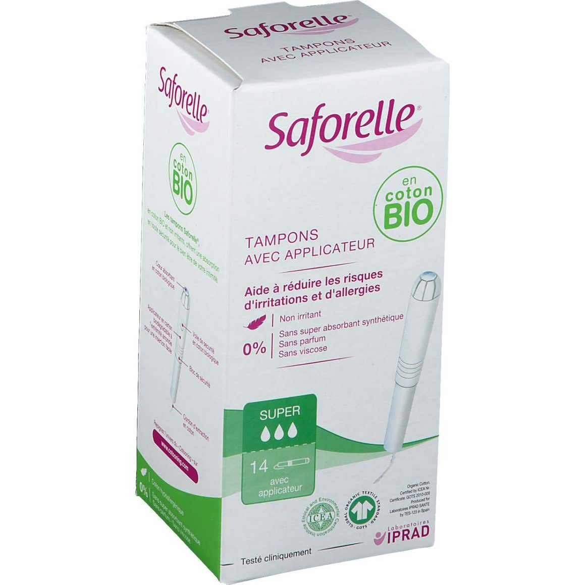 Saforelle Coton Protect Tampons Super Avec Applicateur Bio X14 PiŠces