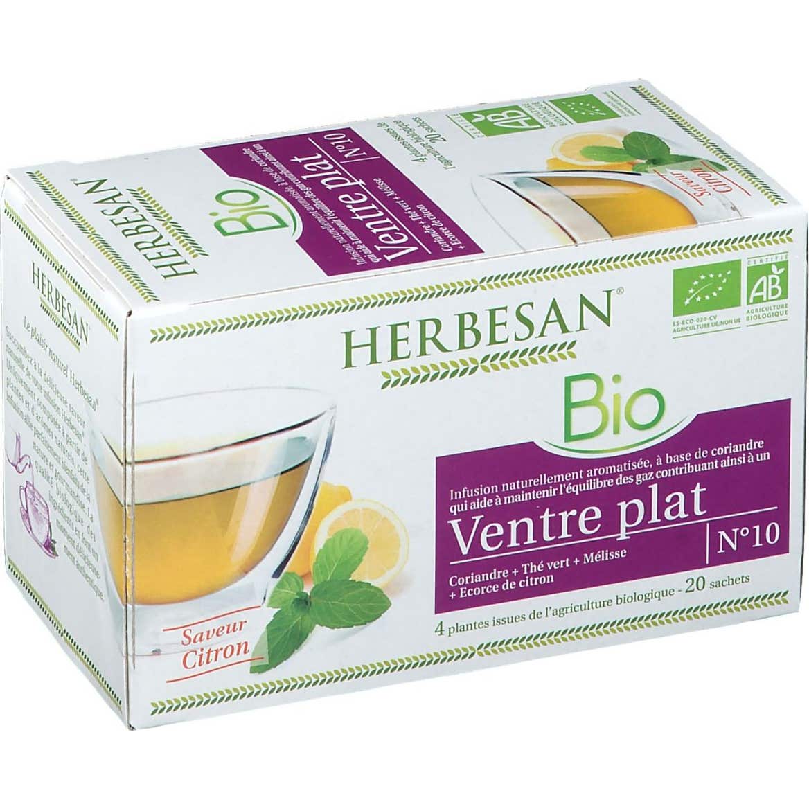 Herbesan Infusion Coriandre Ventre Plat Bio 20 sachets
