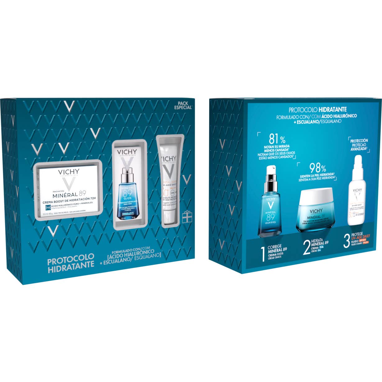 Vichy Pack Mineral 89 Crème 50ml + Contour Des Yeux + Solar UV Age Daily