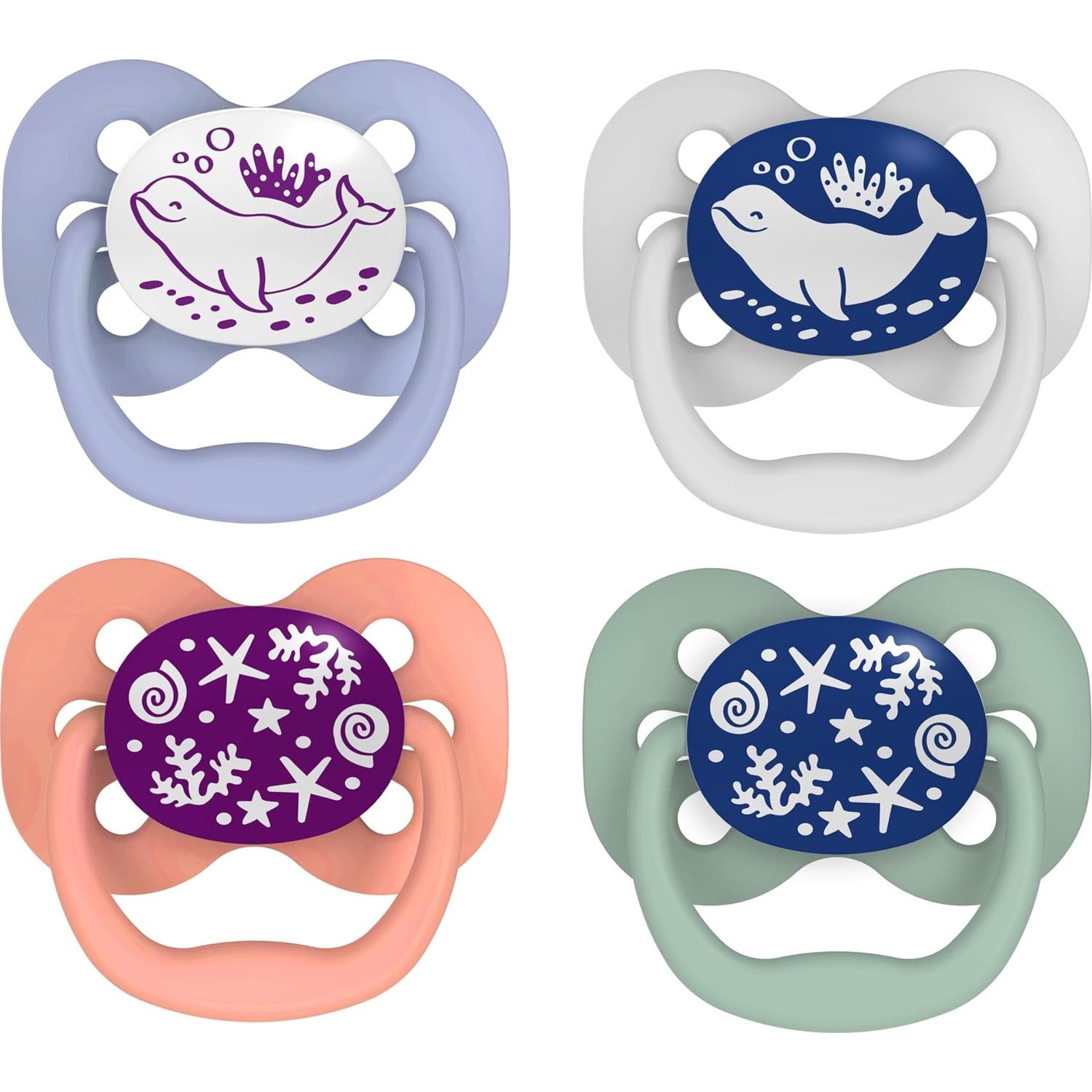 Dr Brown's Silicone Soother Advantage Reversible Night T1 Assorted Colors 0-6 M