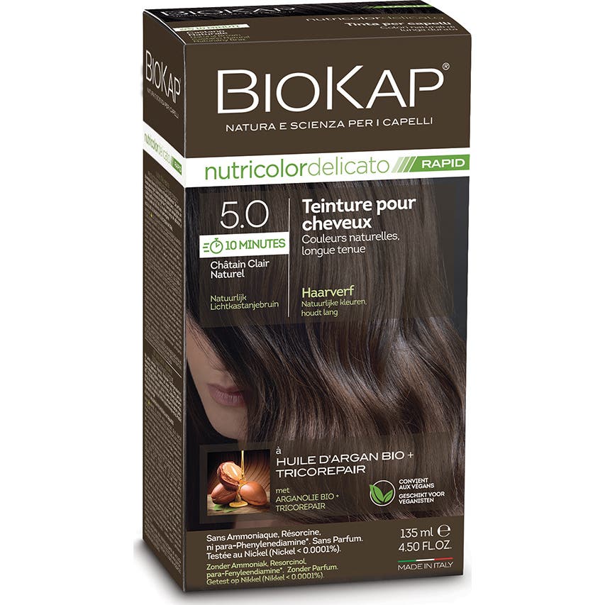 Biokap Teinture Delicato Rapid 5.0 Brun Clair Naturel 135ml