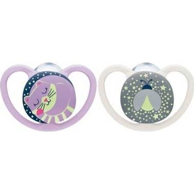 Nuk Silicone Sucettes Space Nuit 18-36M Fille 2uts