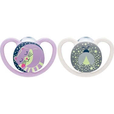 Nuk Silicone Sucettes Space Nuit 18-36M Fille 2uts