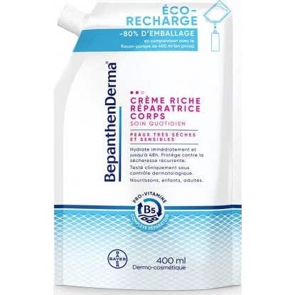 Bepanthen Crème Riche Réparatrice Corps Éco Recharge 400 ml