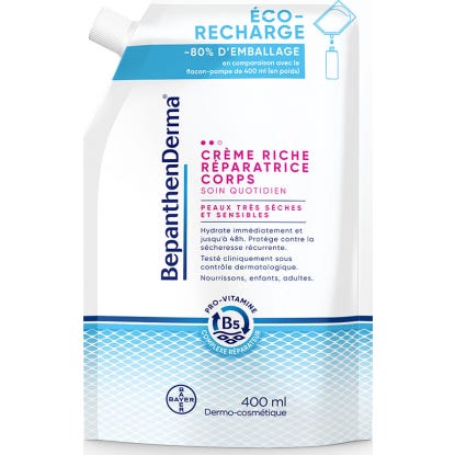 BepanthenDerma Crème Riche Réparatrice Corps Éco Recharge 400ml