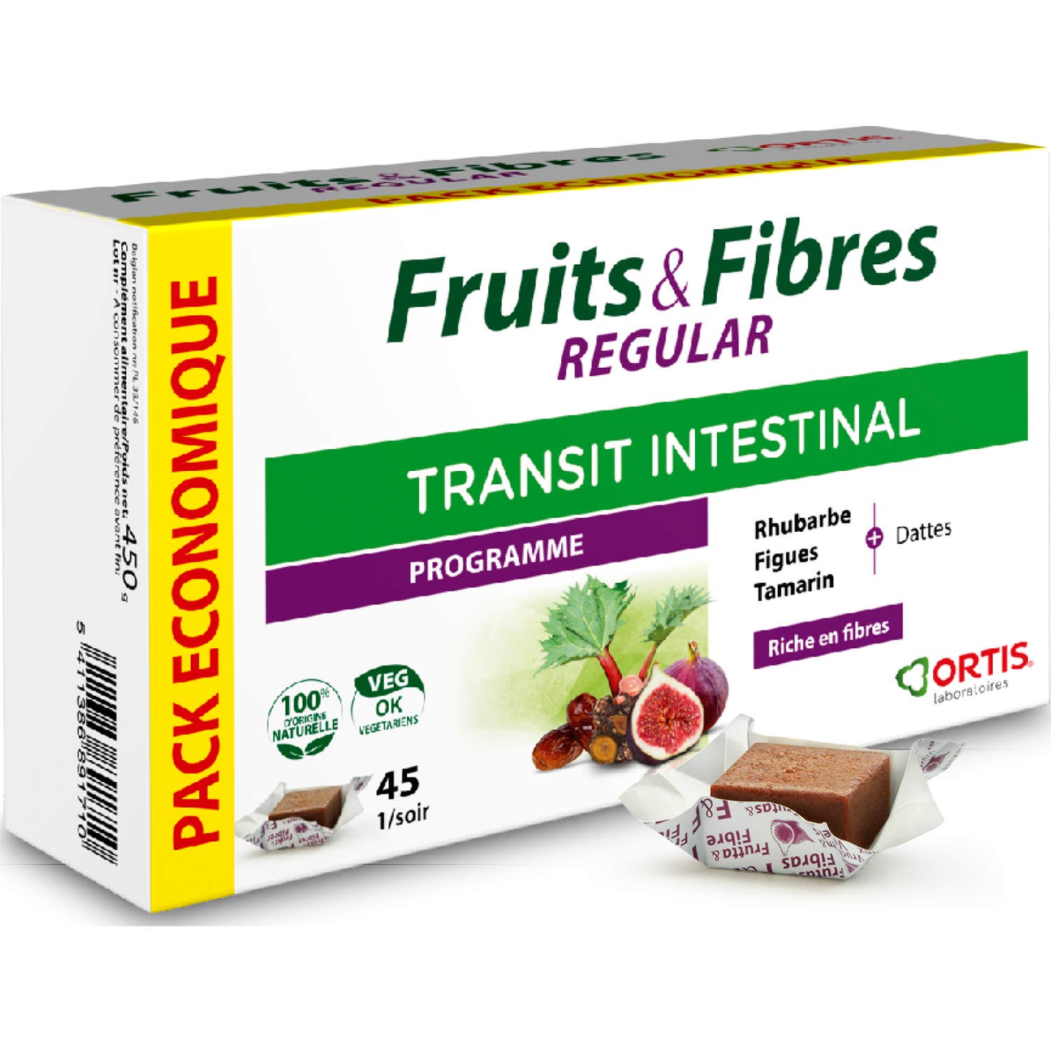 Ortis Fruits&Fibres Regular Transit Intestinal 45 Cubes