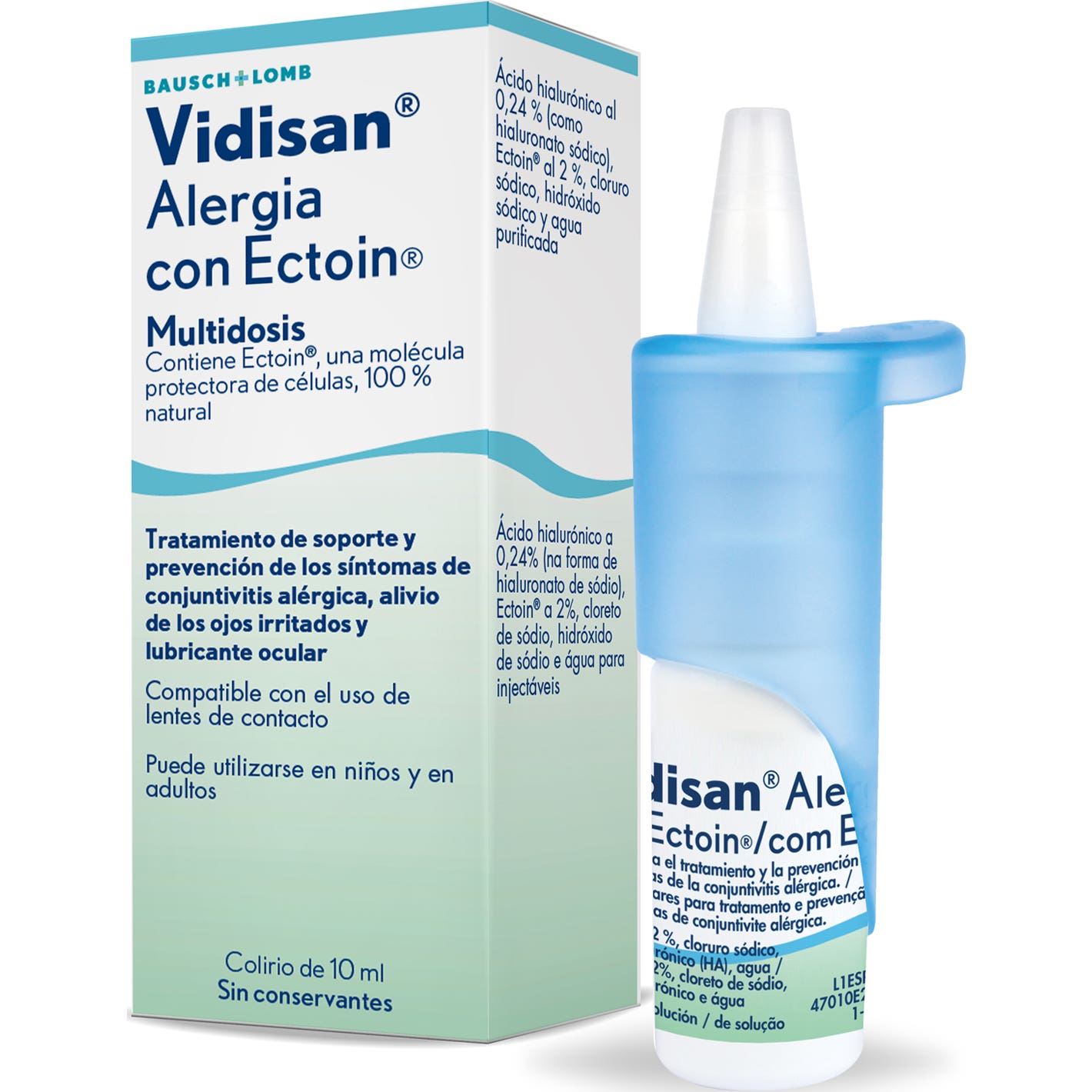 Allergie Vidisan avec gouttes ophtalmiques Ectoïne Multidose 10 Ml