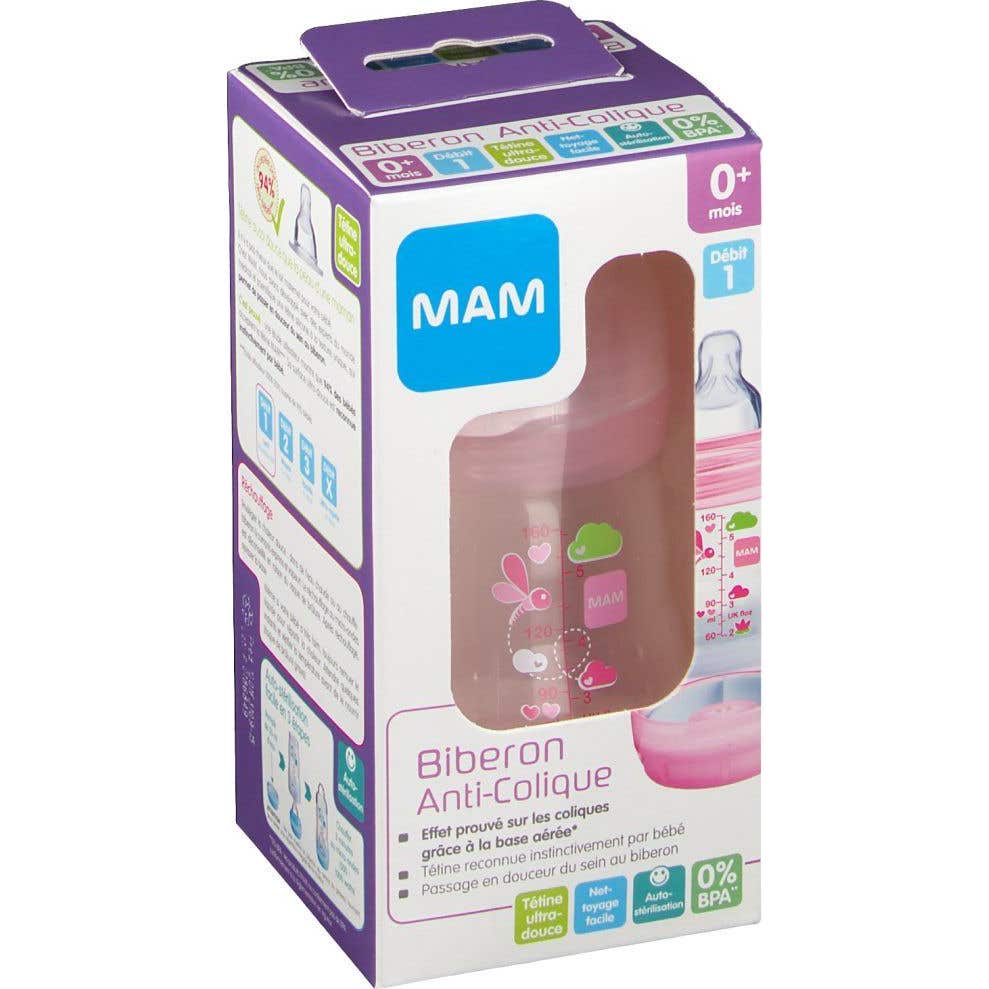 Mam Easy Start Biberon Anti-Colique Débit 1 Rose 160ml
