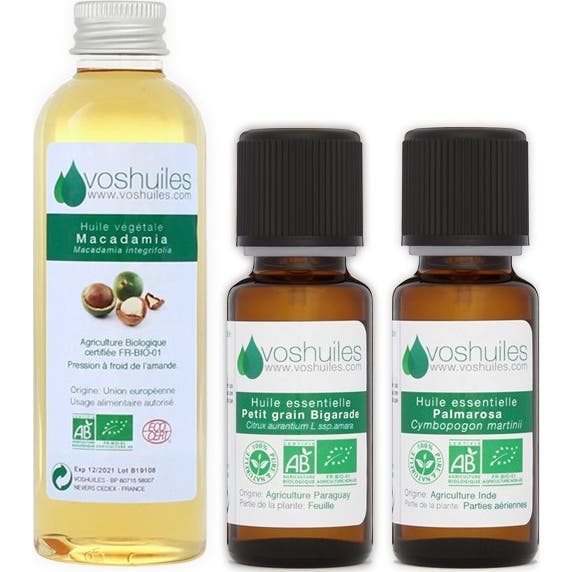 Voshuiles Kit « Déo Stop-Transpiration » 2 Huiles Essentielles Bio & 1 Huile Végétale Bio