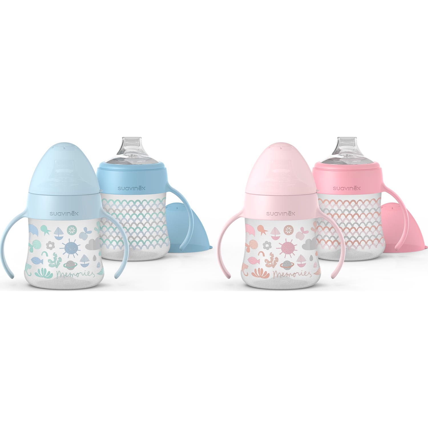 Suavinex™ Premier flacon tétine silicone avec poignées anti-éclaboussures 150ml