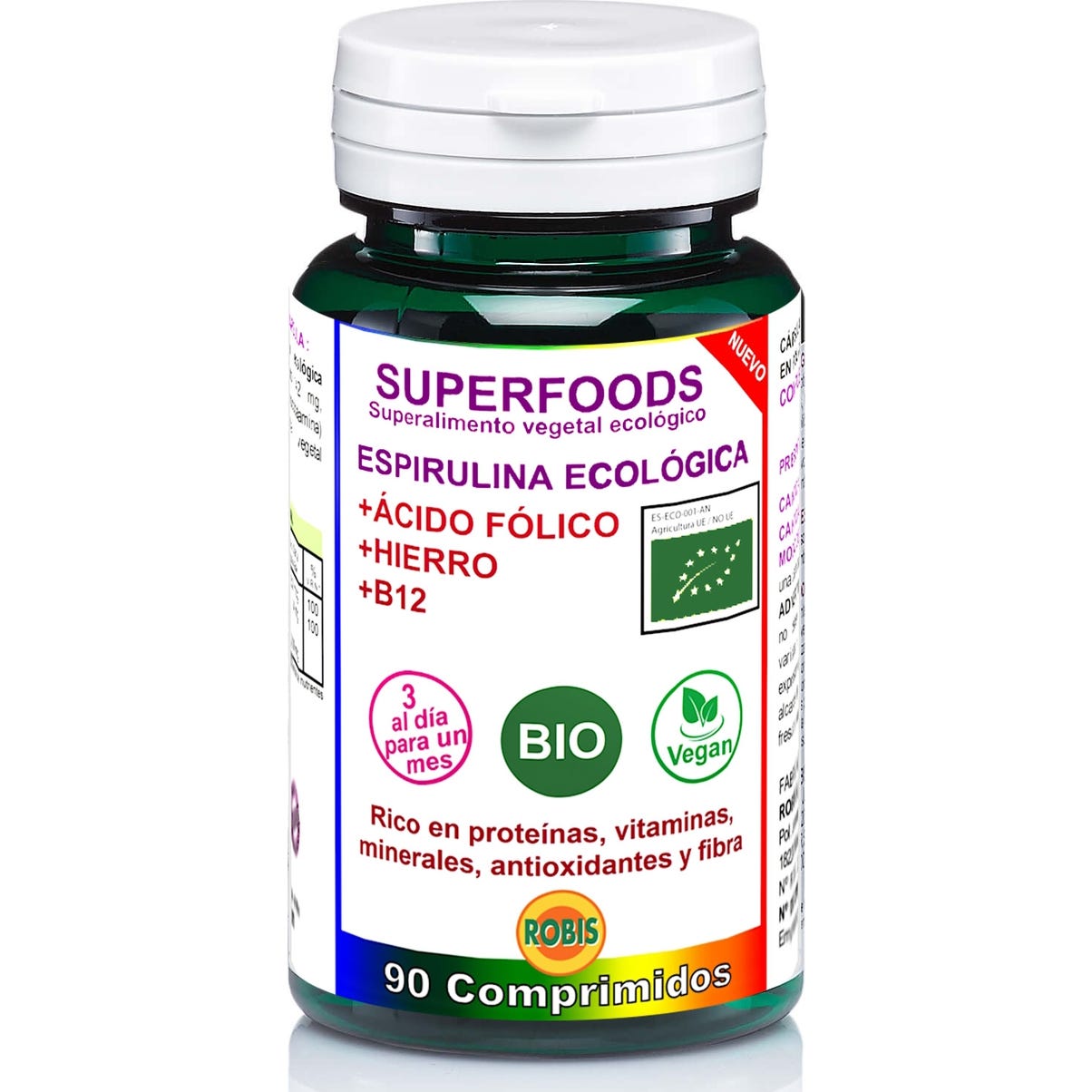 Robis Espirulina + Ac. Folico Superalimentos Bio 90 Comprimidos Geschmack NatÃ¼Rlich-image