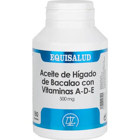 Huile de foie de morue Equisalud avec vitamines ADE 500mg 180 Perles
