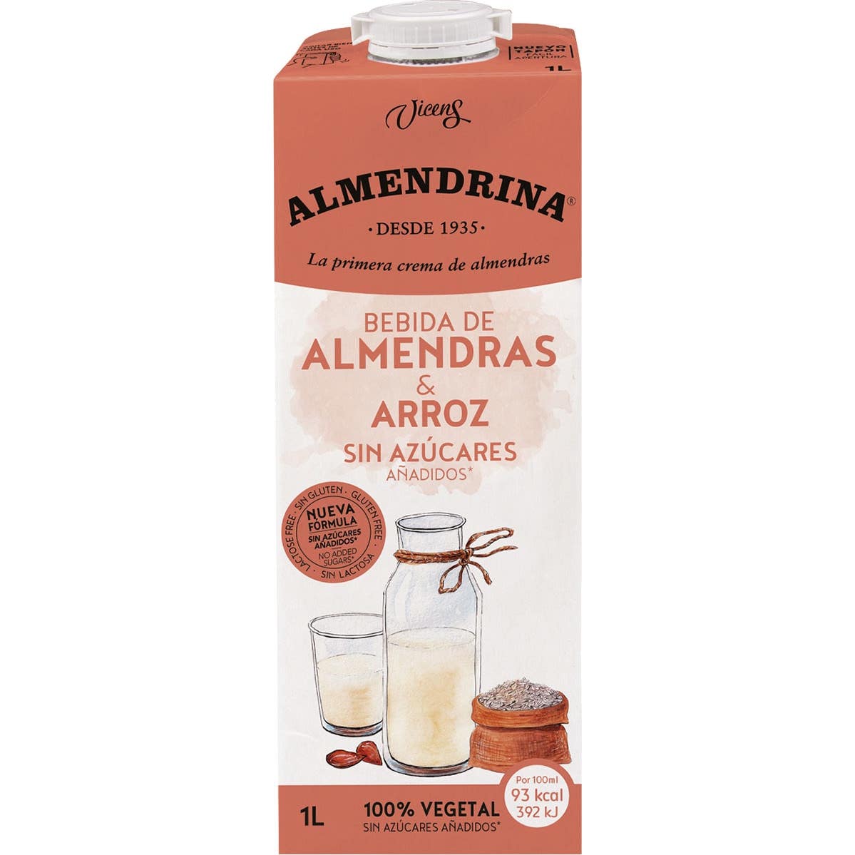 Almendrina Boisson Amande et Riz Sans Sucres Bio 1L