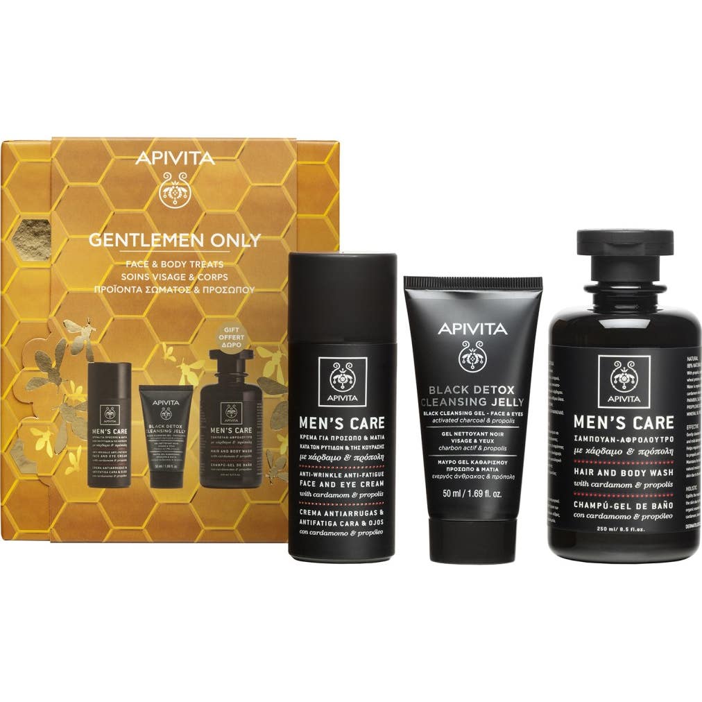 Apivita pack gentlemen crema facial + gel limpiador facial y champú