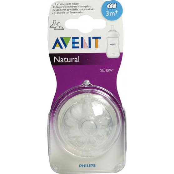 Philips Avent Natural Tétine Débit Moyen 2 Unités