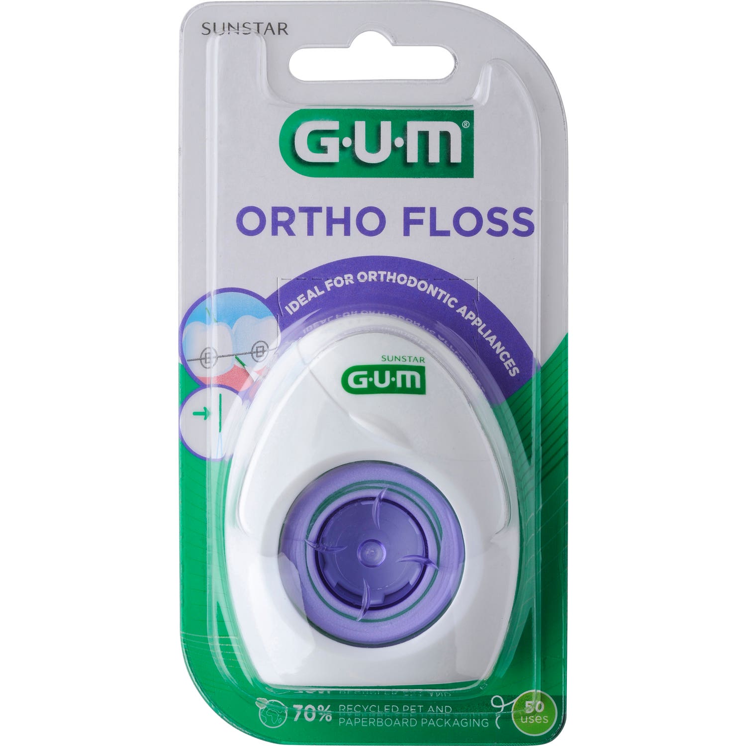 GUM Ortho Floss Fil dentaire 50 Utilisations