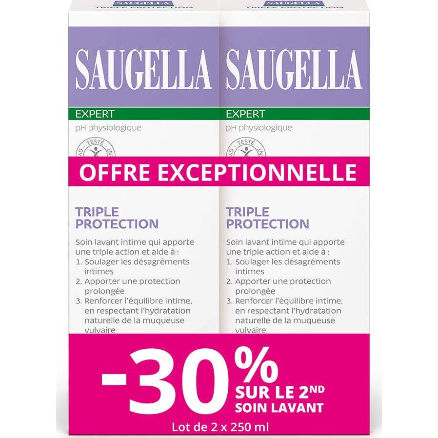 Saugella Expert Triple Protection Soin Lavant Intime 2x250 ml
