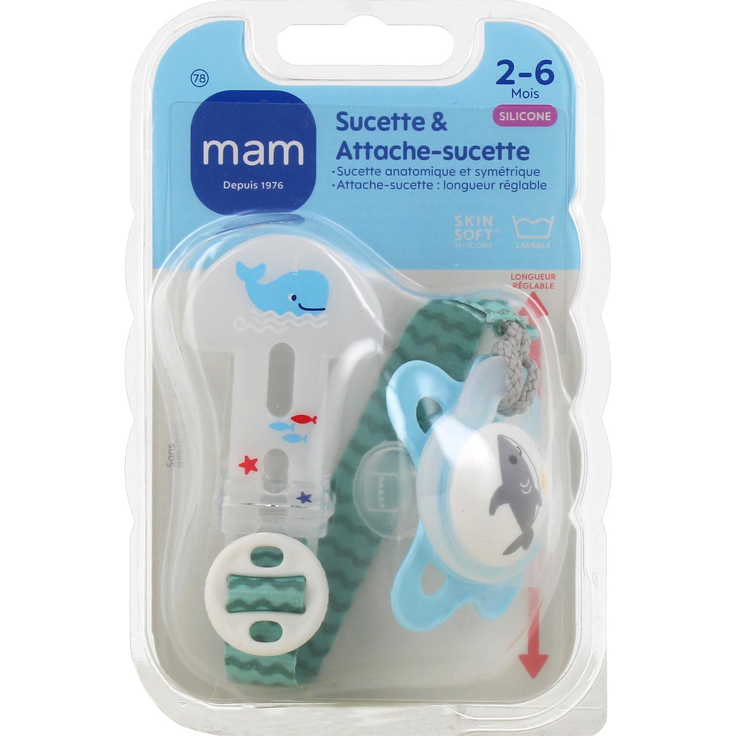 Mam Sucette Original Nature 2-6 Mois + Attache-Sucette