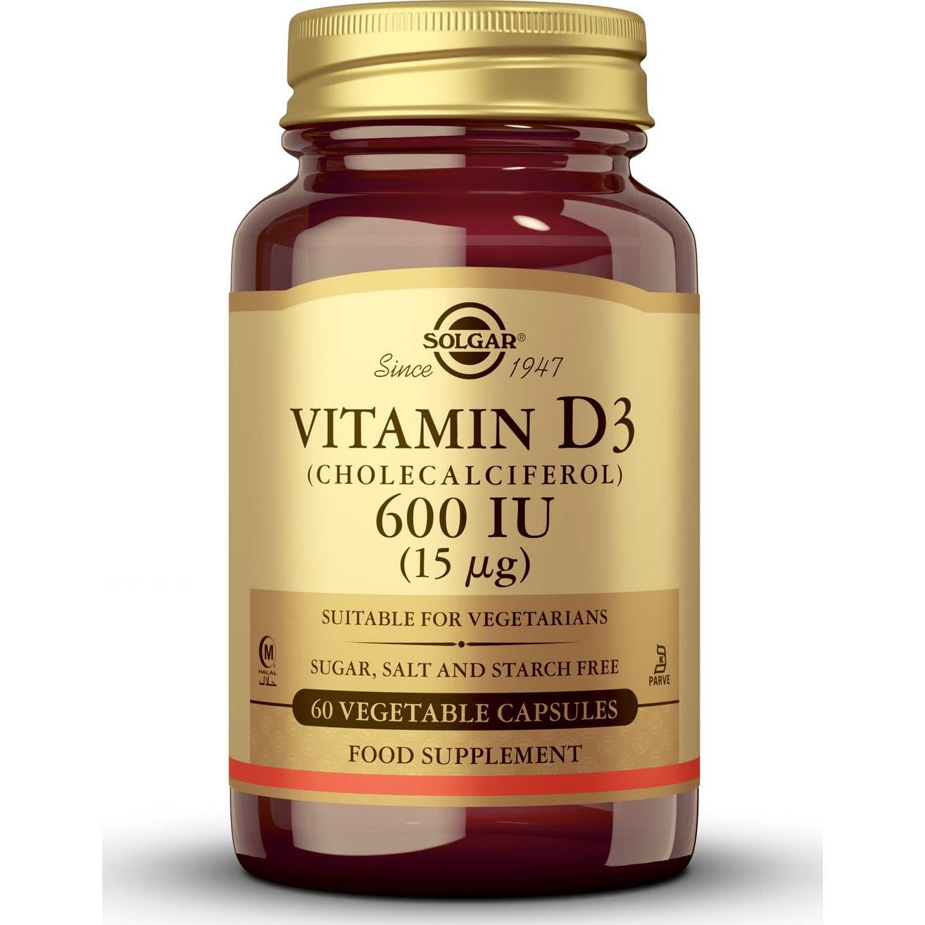 Solgar Vitamine D3 600 UI 15mg 60 Capsules de légumes