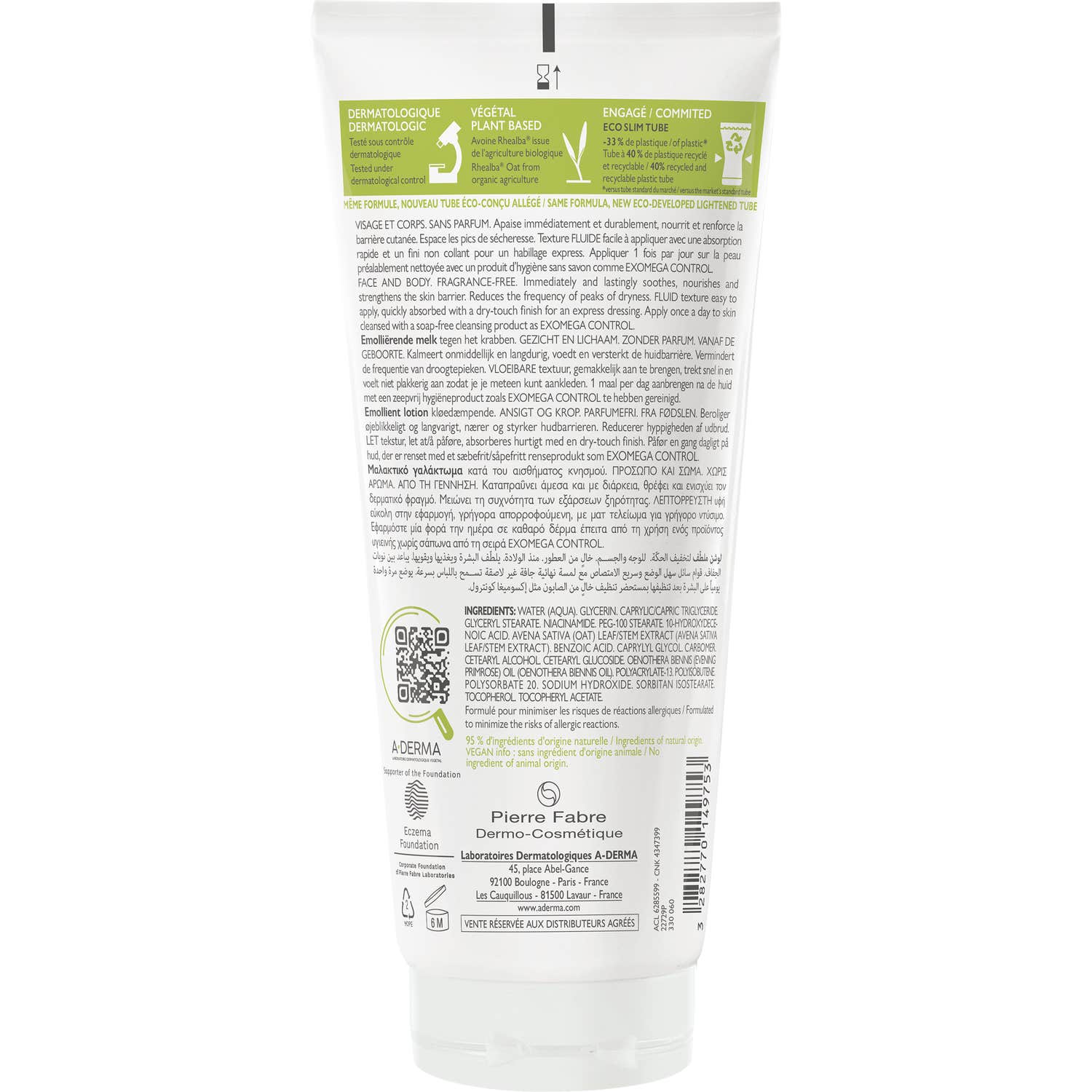 A-Derma Exomega Control Lait Émollient 200ml