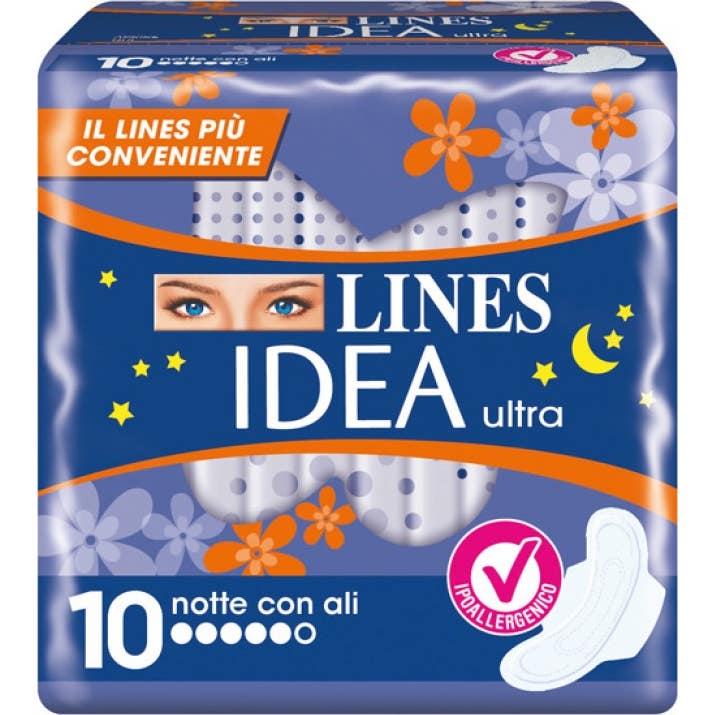 Lines Idea Assorbenti Ultra Nuit avec Ailes 10uts