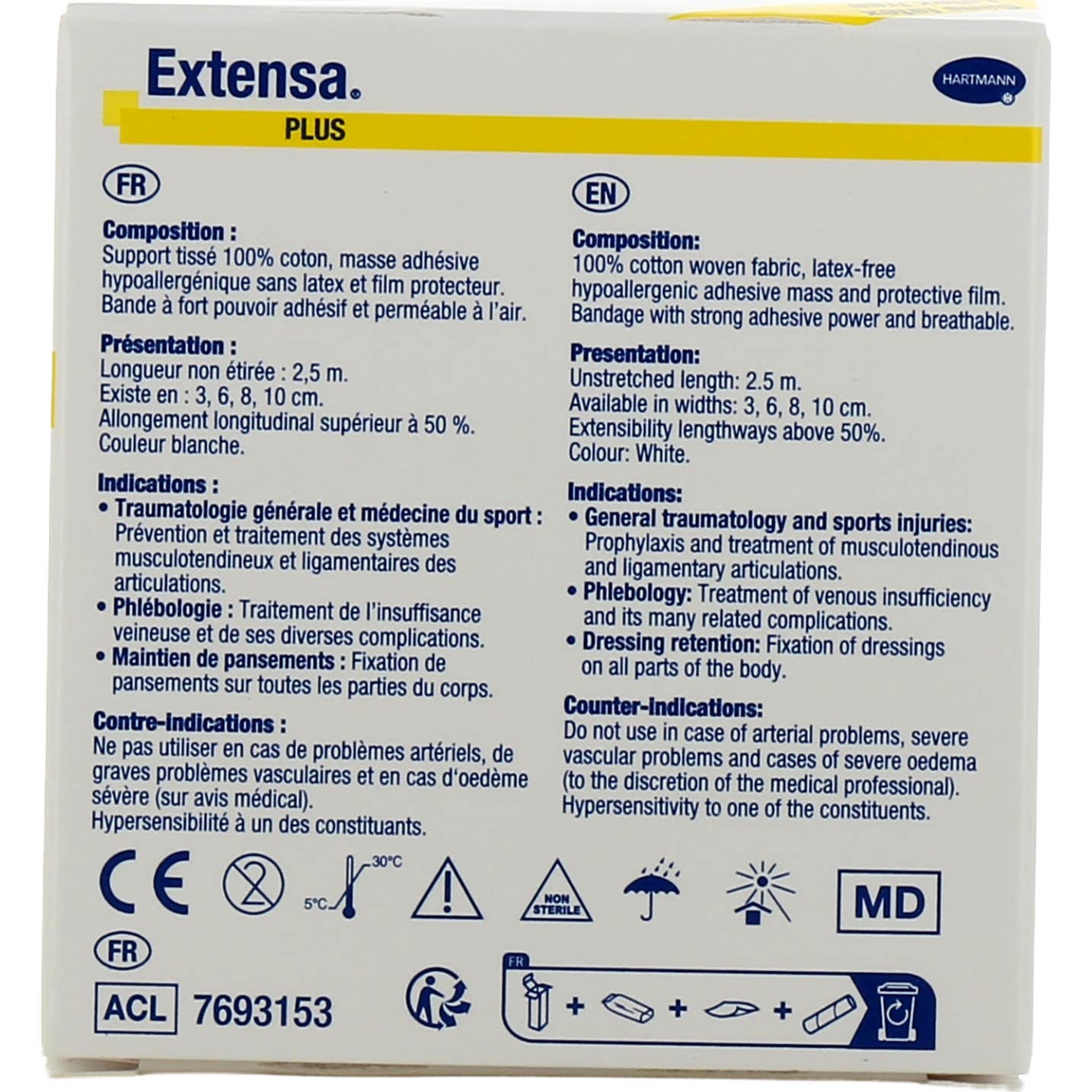 Extensa Plus Bande Adhésive Élastique Blanc 2,5mx8cm Extensa Plus Bande Adhésive Élastique Blanc 2,5mx8cm