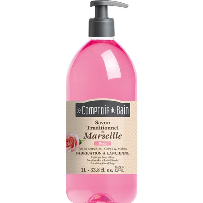 Le Comptoir Du Bain Savon Traditionnel De Marseille Rose 1L