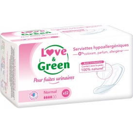Love & Green Toallas Hipoalergénicas Incontinencia Normal 12uds