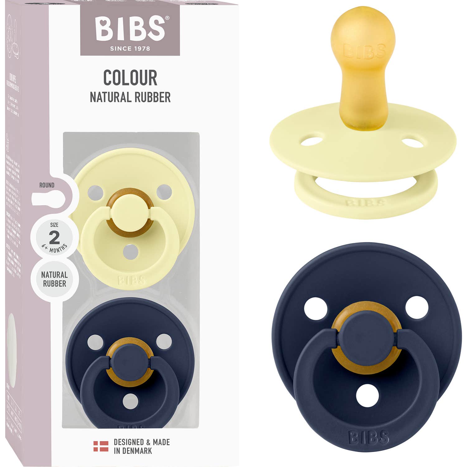 Bibs Pacifier Colour Round Luna Deep Space 6-18M 2 Unidades