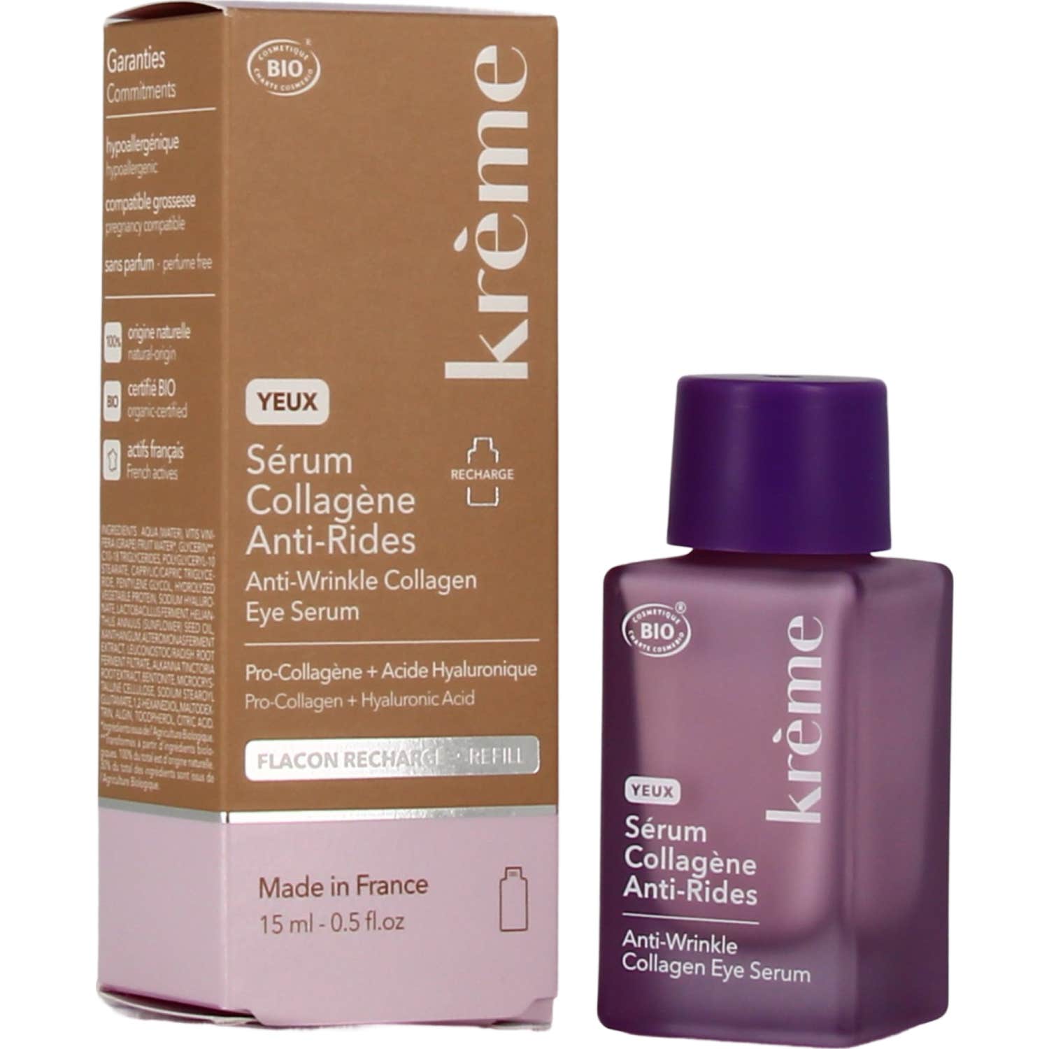 Krème Sérum Yeux Collagène Anti-rides Bio Recharge 15 ml