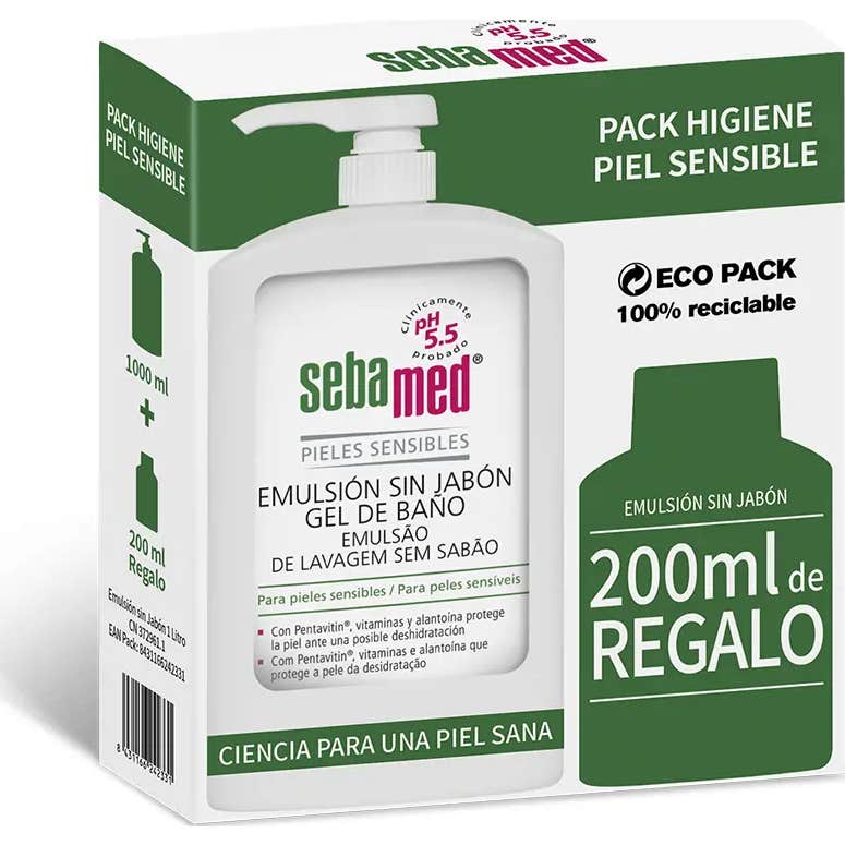 Sebamed Emulsion Sans Savon Gel de Bain 1L + 200ml