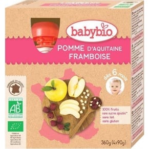 BabyBio Pomme Pomme Framboise Bio 4x90 gr