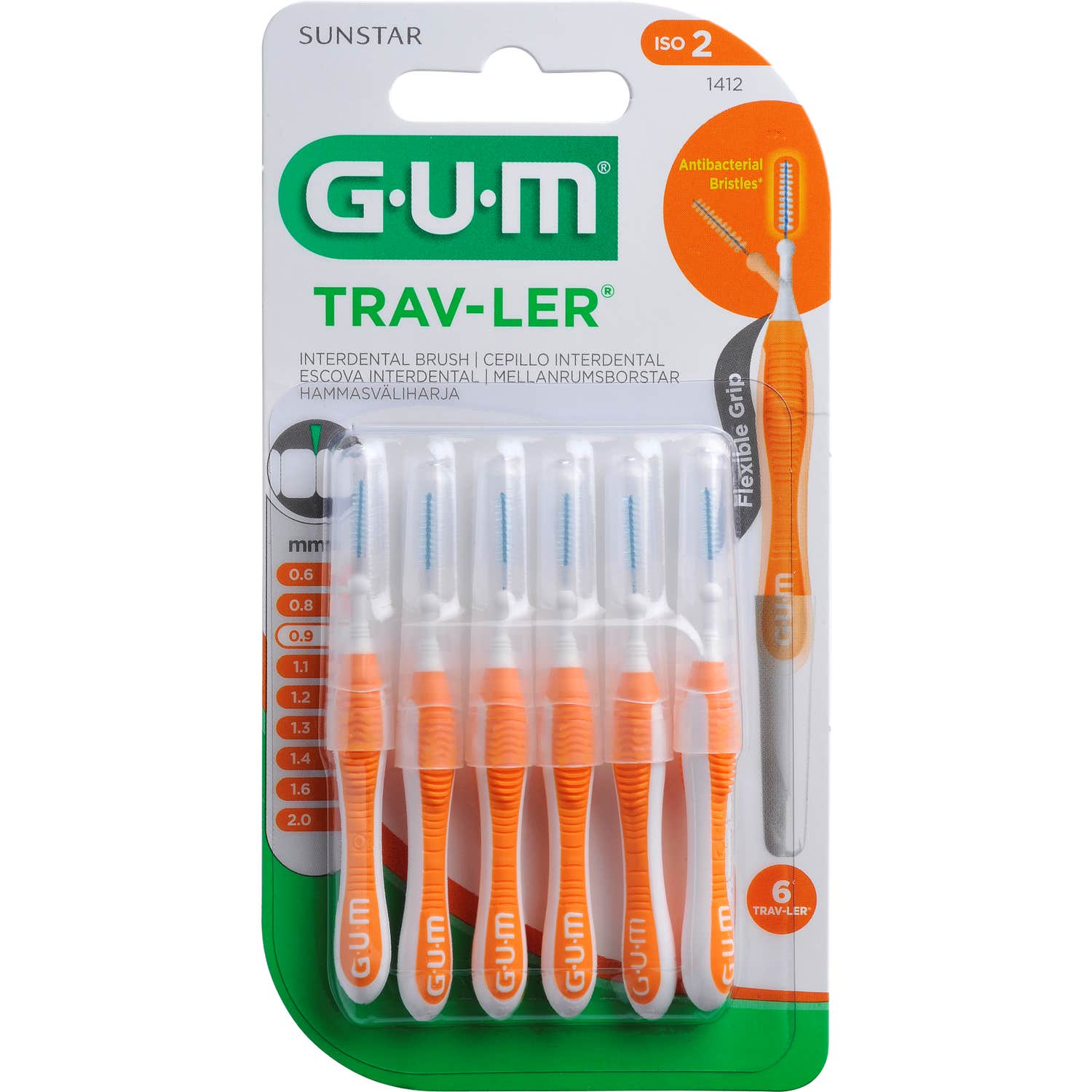 Gum Trav-Ler Brossettes Interdentaires 0.9mm 6 Unités