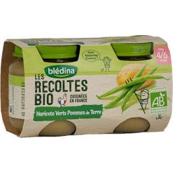 Blédina Les Récoltes Bio Haricots Verts pommes de Terre 4 6 mois 2x130g