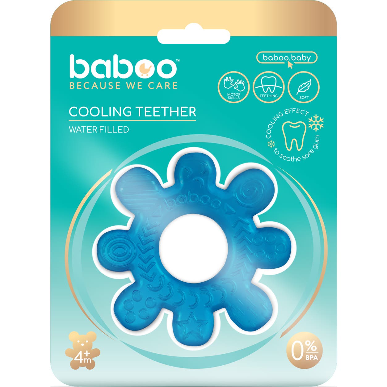 Baboo Rueda Anneau Dentition Rafraîchissant Eau Bleu +4 Mois 1ut