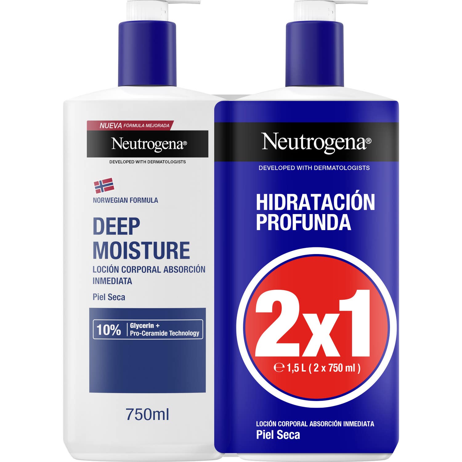 Neutrogena Pack Hydratation Profondeur Peau Sèche 2x750ml
