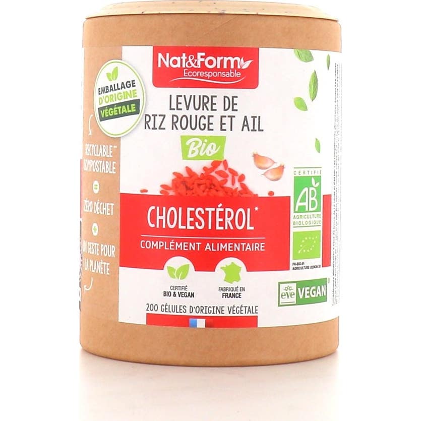 Nat & Form Ecoresponsable Levure De Riz Rouge Et Ail Cholestérol Bio 200 Gélules