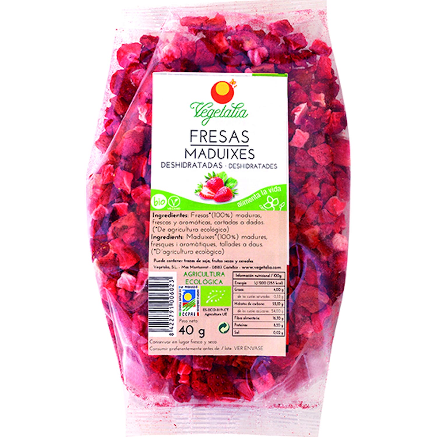 Vegetalia Fraises en morceaux lyophilisées Bio 40g