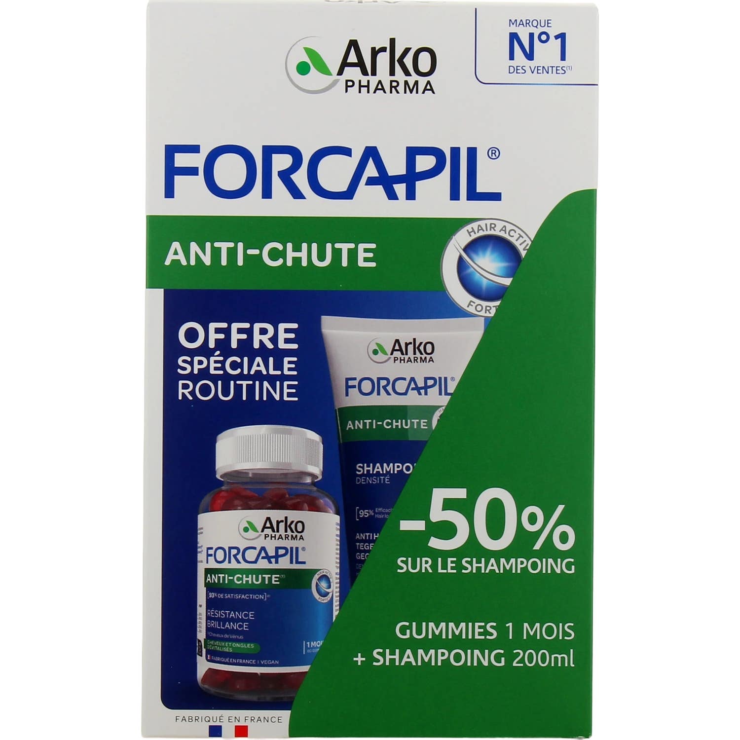 Arkopharma Forcapil Anti-Chute 60 Gummies + Shampooing 200ml