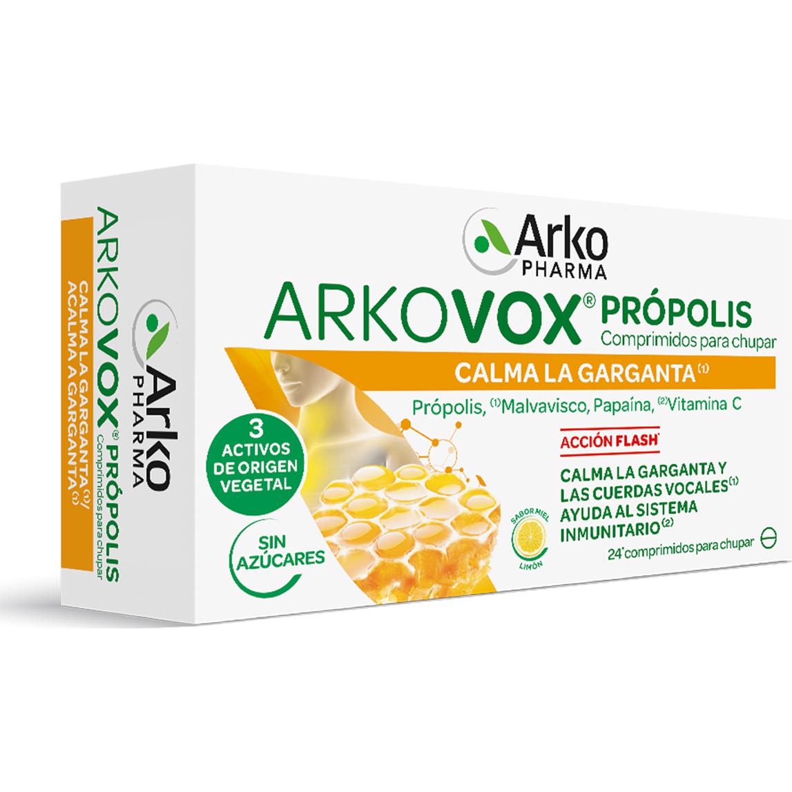 Arkovox Própolis et Vitamine C Goût Miel et Citron 24 comprimés