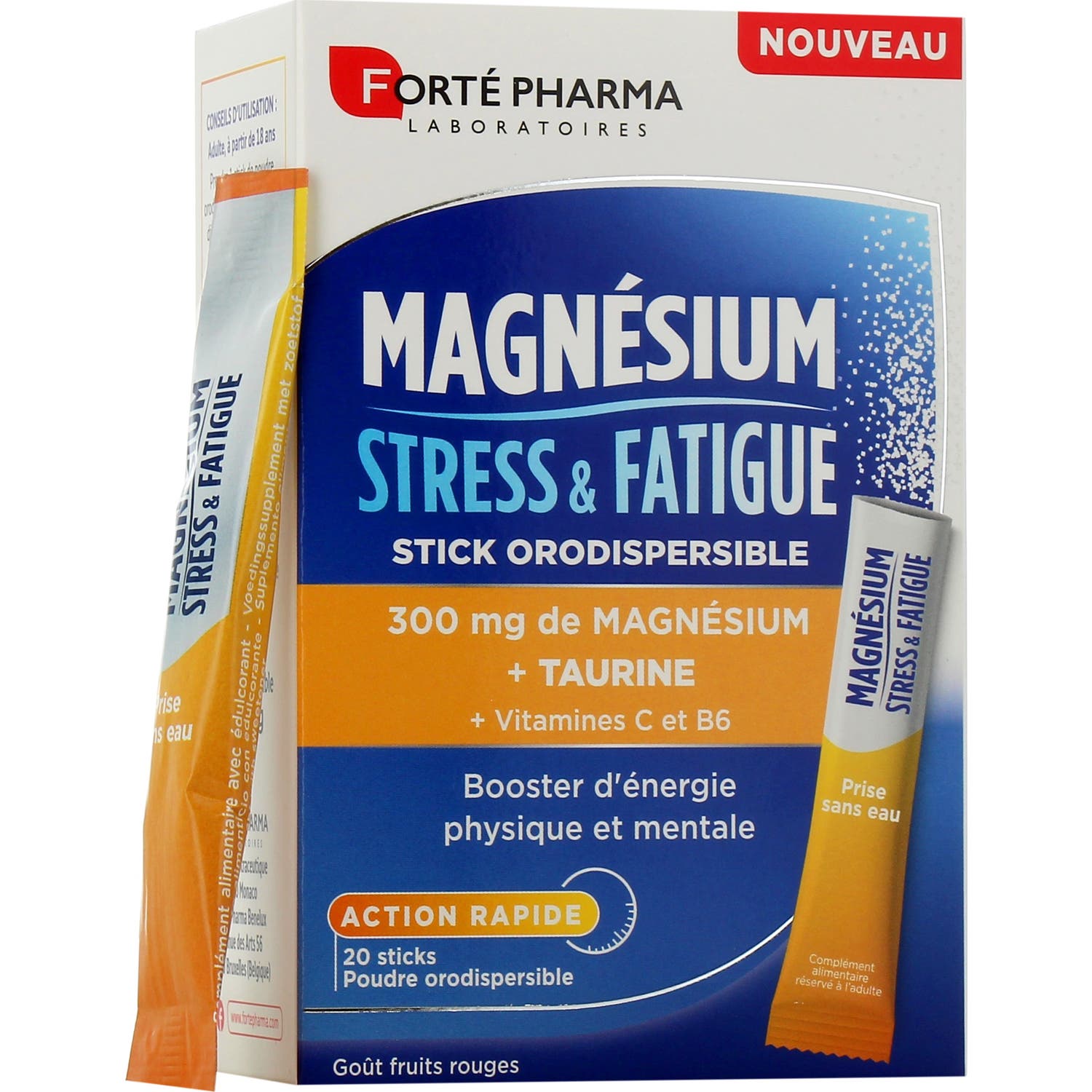 Forté Pharma Magnésium Stress & Fatigue Fruits Rouges 20 Sticks